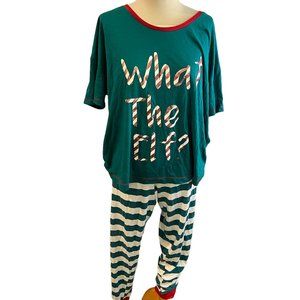 Green "What The Elf" Christmas Pyjama Set (XL)